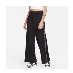 Nike Black Wide-Leg Pants with Side Stripe